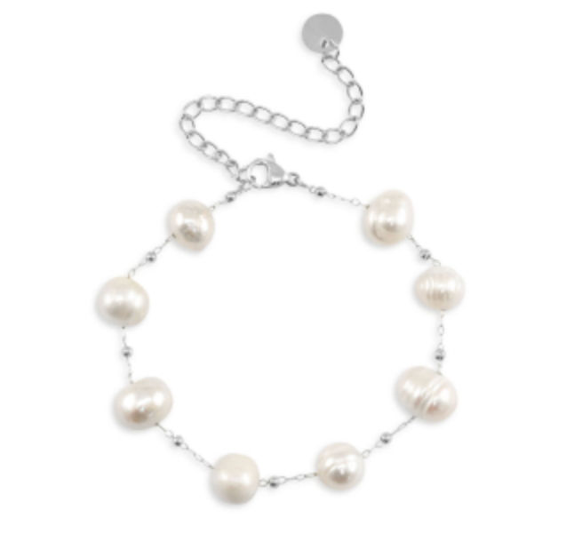 zilveren armband Valentina collectie met brede grote parels