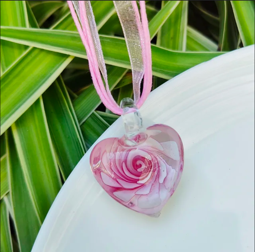 pink floral murrain glas pedant