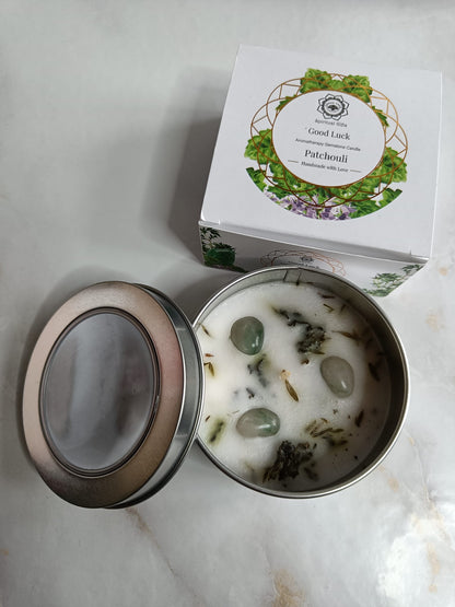 GoodLuckkaars groene aventurijn patchoeli