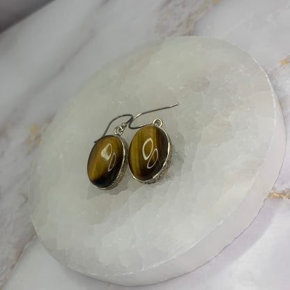 tijgeroog handgemaakte oorbellen 