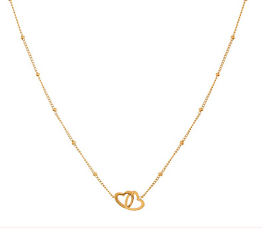 gouden interlocked harten halsketting
