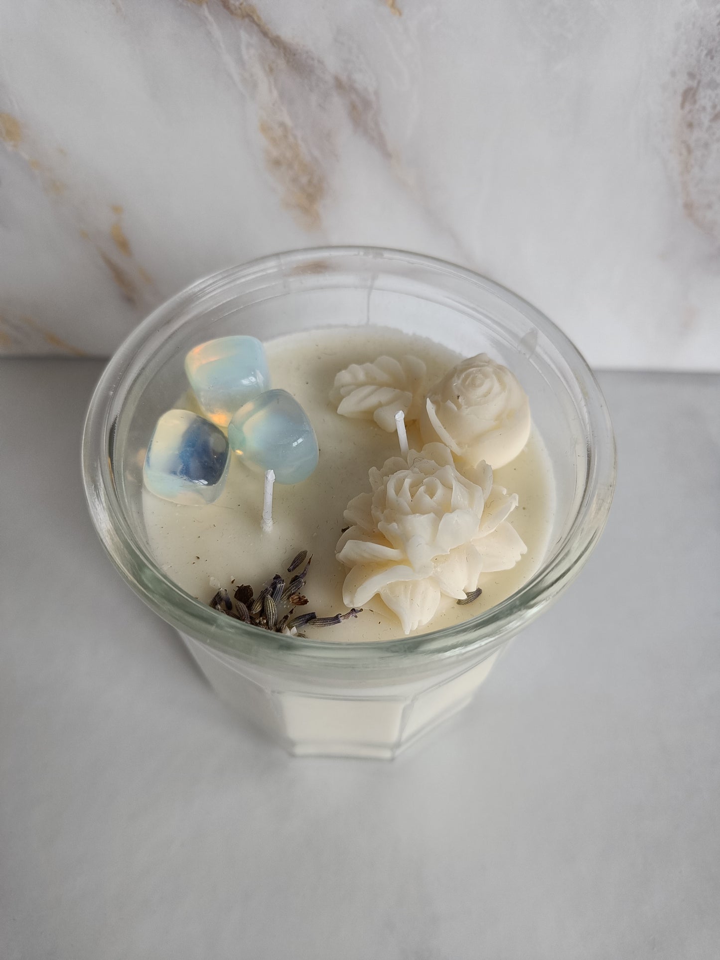 opaliet geurkaars lavendel wilde roos 