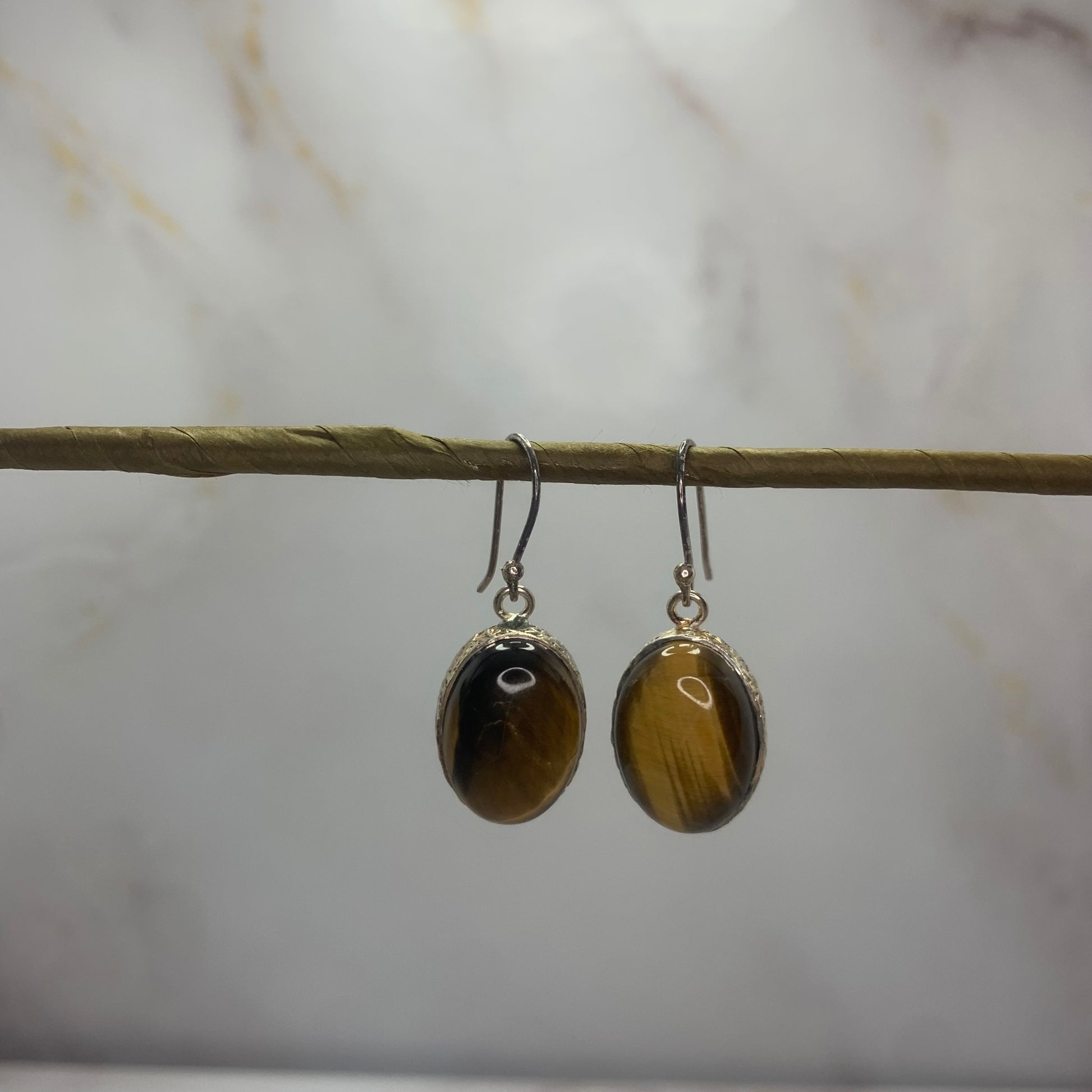 tijgeroog handgemaakte oorbellen 